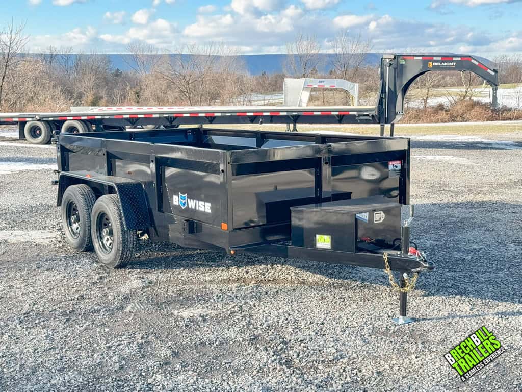 Front of the parked trailer in the lot