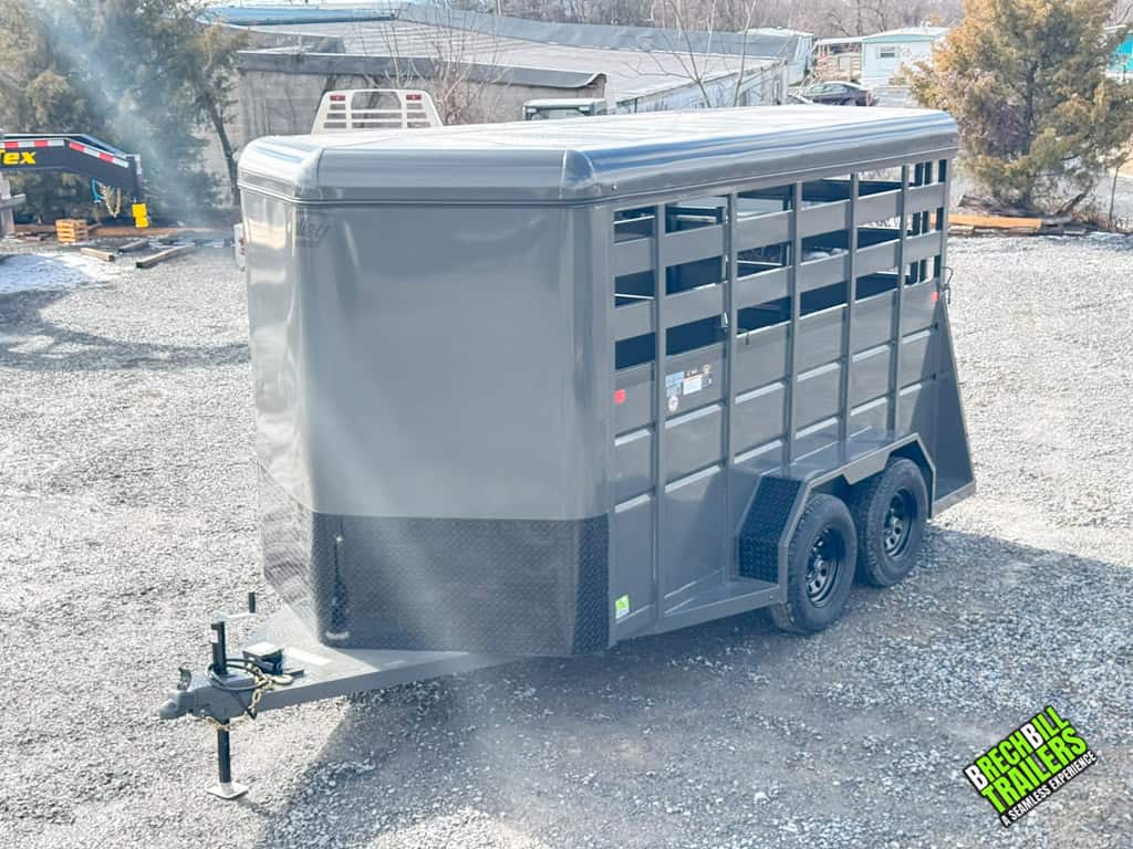 Valley 7x14 High Side Stock Trailer parked
