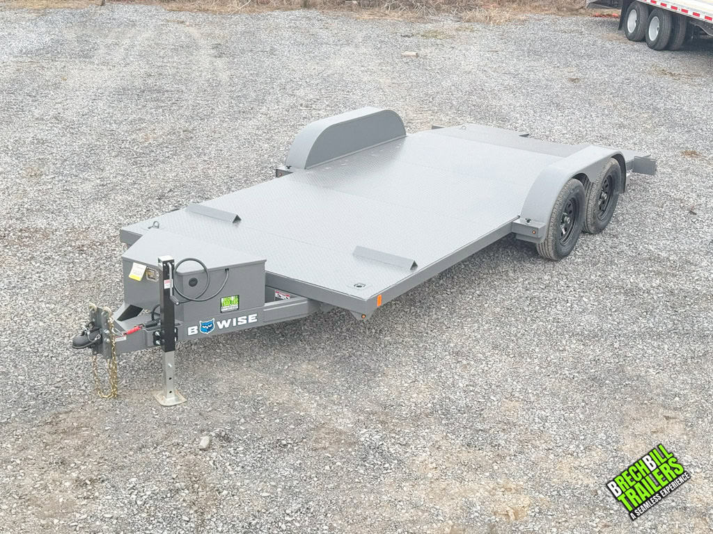 A parked Bwise car hauler for sale at Brechbill Trailers