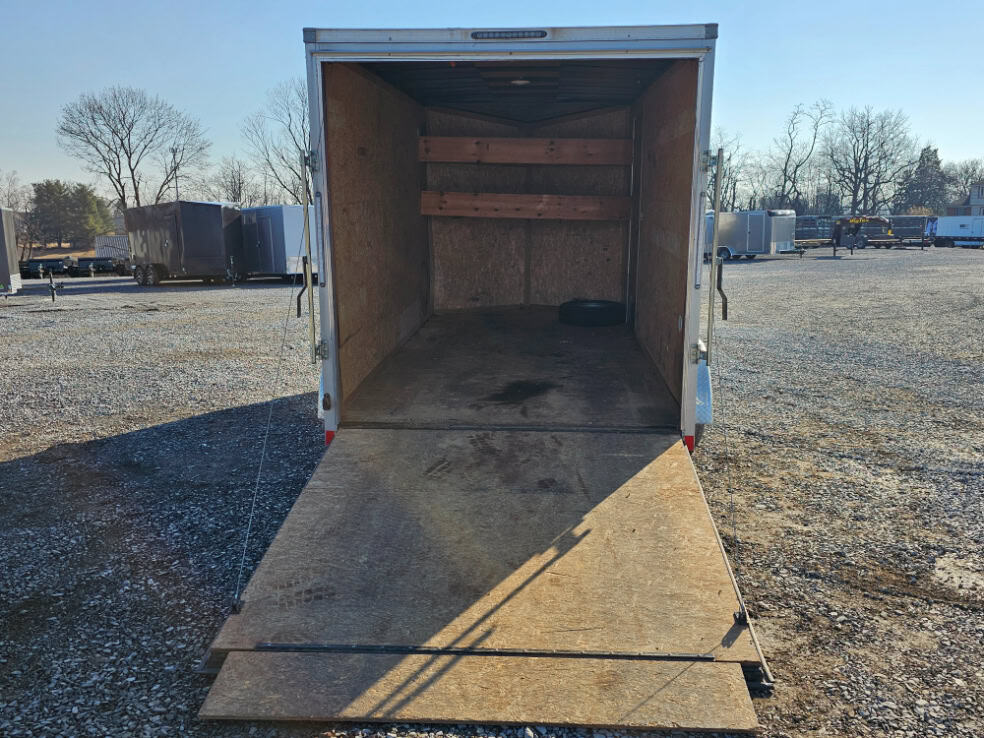 Ramp door open to see inside the trailer