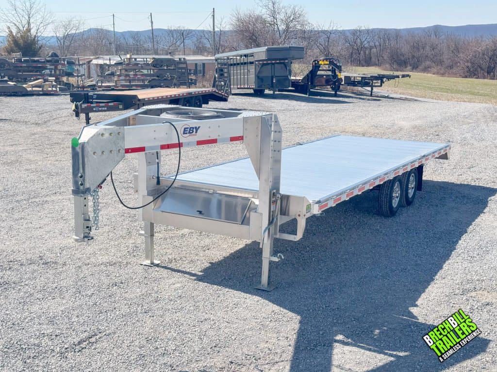 An aluminum gooseneck equipment trailer for sale