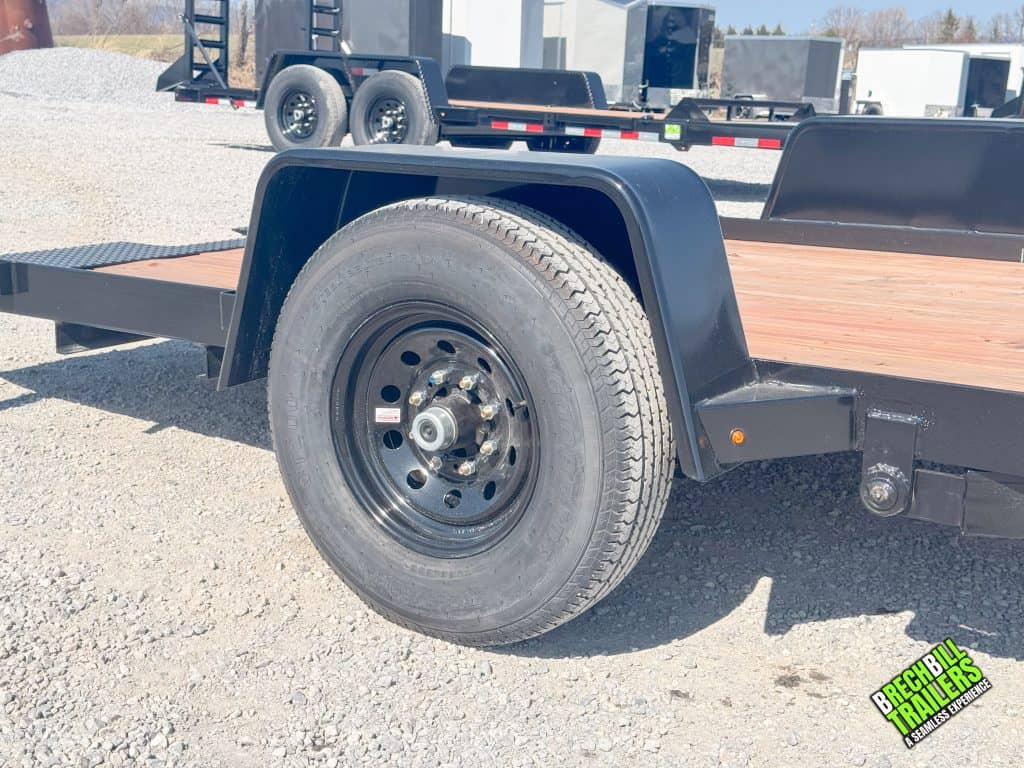 New black wheel and tire on the Bwise trailer