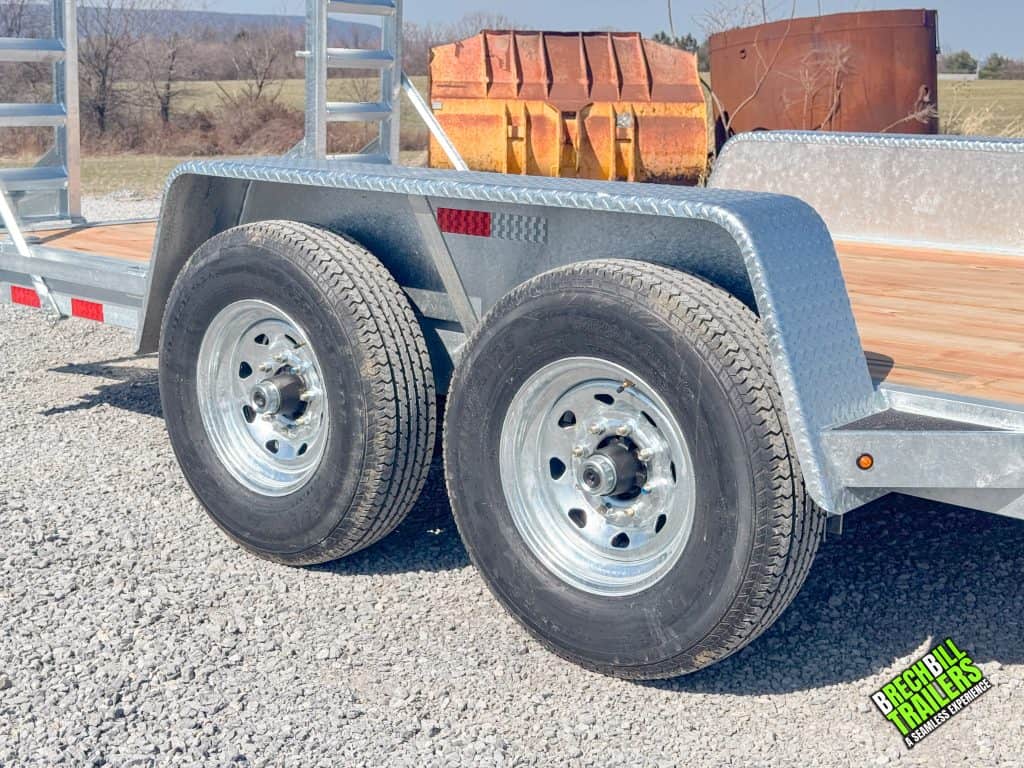 New wheels on the Bwise 14K HD Equipment Skid Loader Trailer