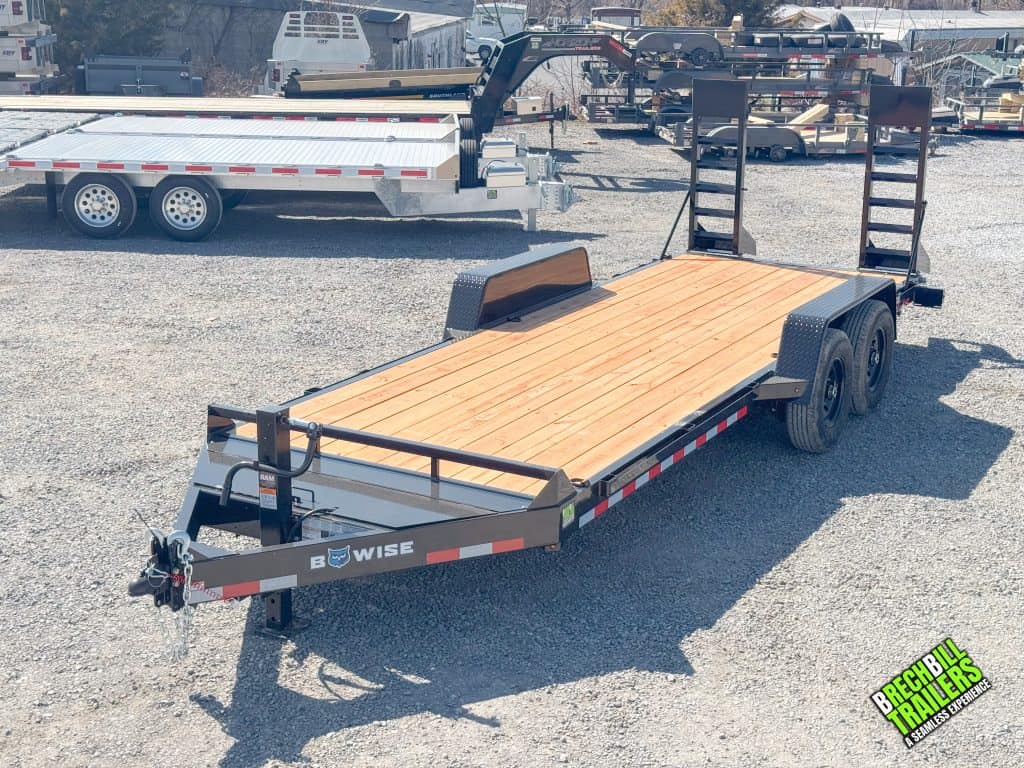 Front view of the trailer parked in the yard.