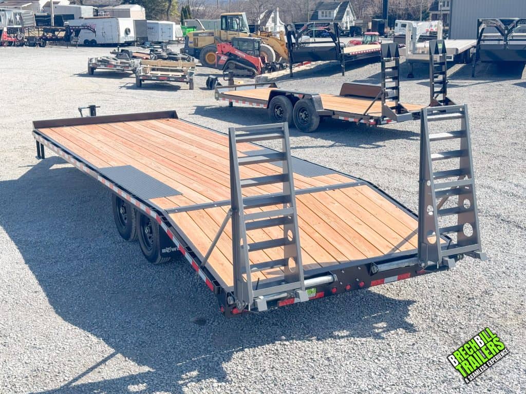 Ramps folded up on a new Bwise equipment trailer