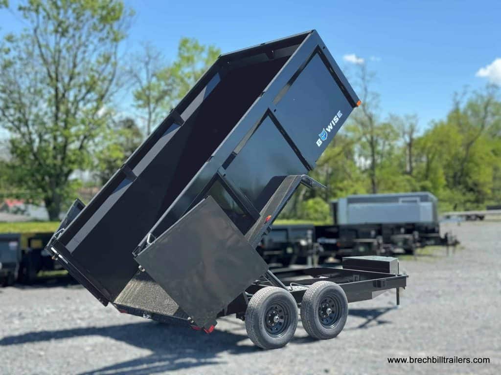 Bwise dump trailer in the dump position