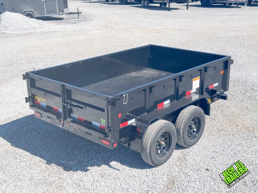 Side view of the BigTex 10K Single Wheel Dump Trailer