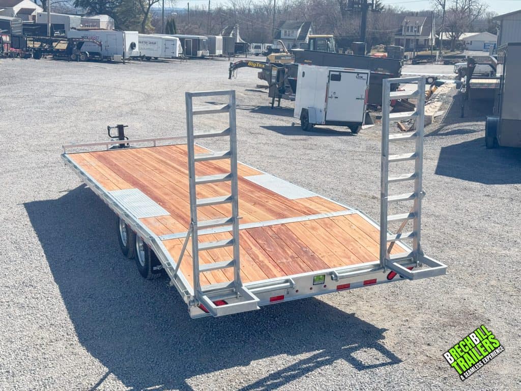A Bwise EH8 Deck Over Equipment Trailer parked for sale.