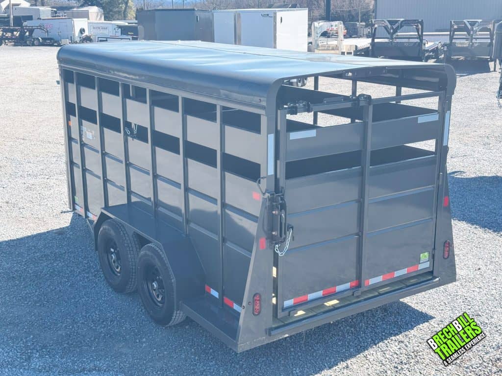 Valley 12K Stock Trailer parked in the yard.