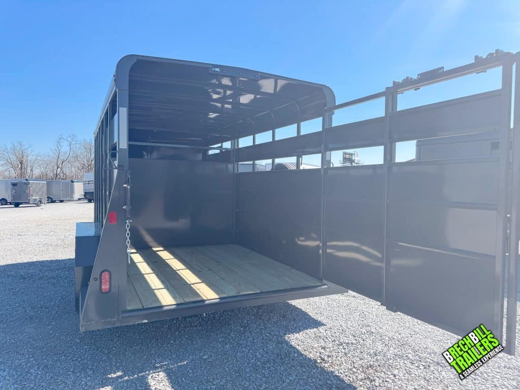 Charcoal colored Valley stock trailer