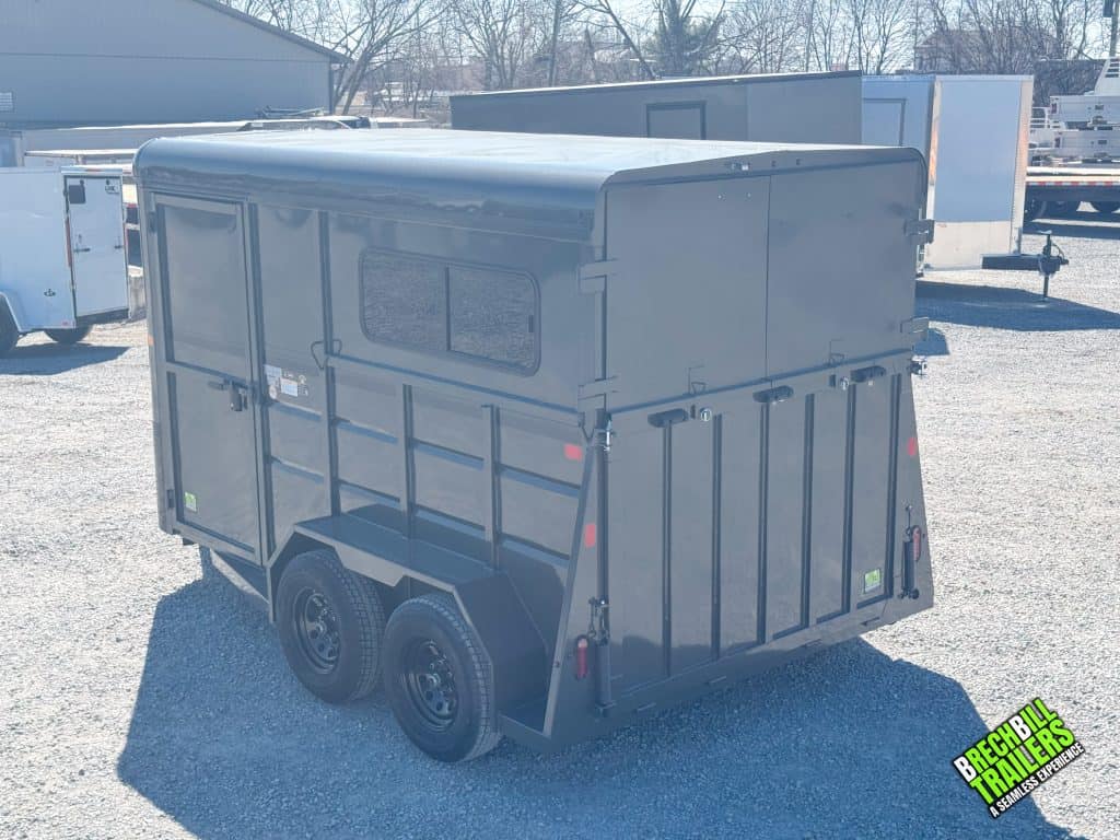 A parked Valley 7K Horse Trailer at the Brechbill Trailers lot