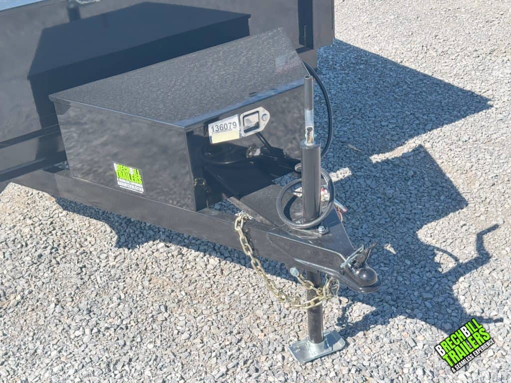 The trailer parked on its jack stand