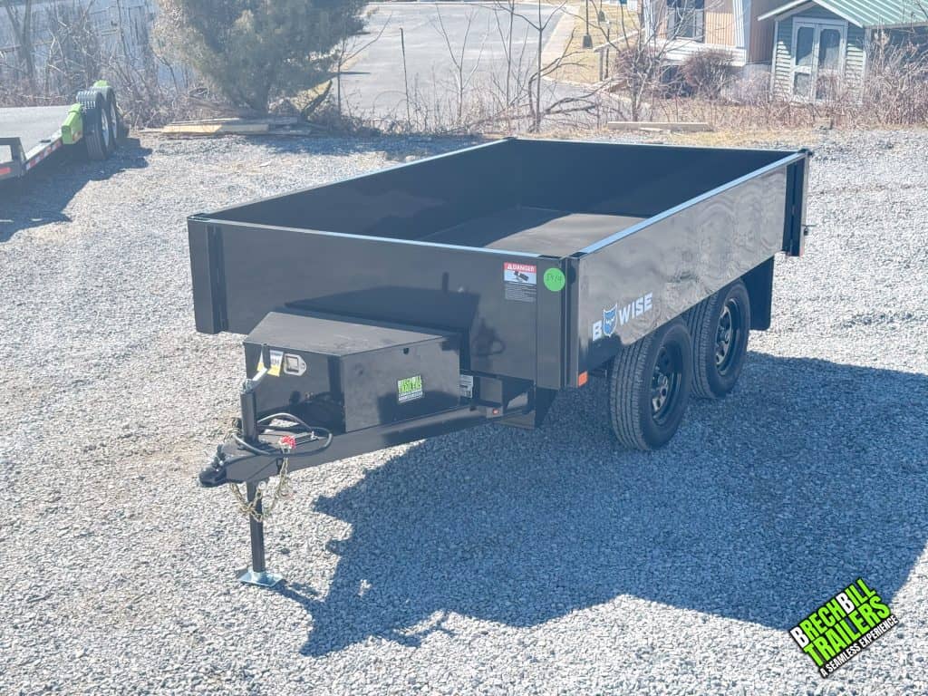 A black 6 x10 Bwise 7K Deck Over Dump Trailer