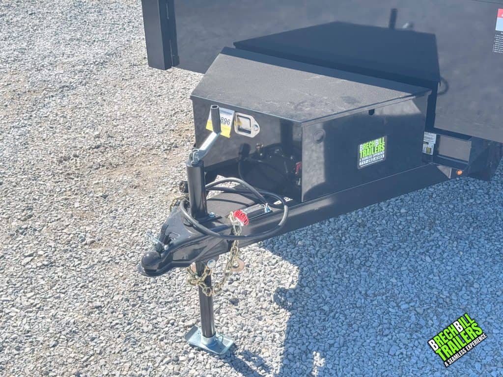 Trailer jack holding up the parked Bwise dump trailer