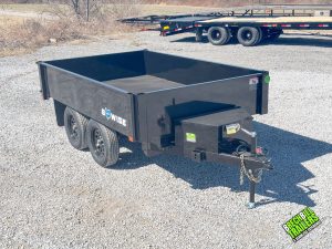 Black Bwise dump trailer parked