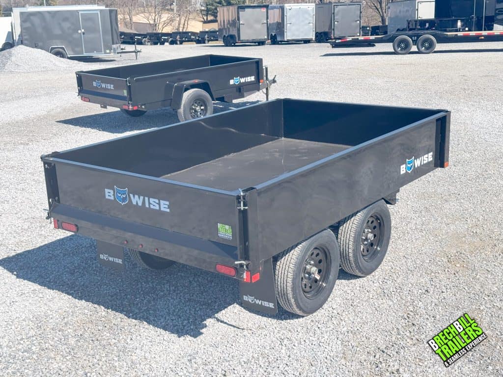 Side view of the Bwise 7K Deck Over Dump Trailer