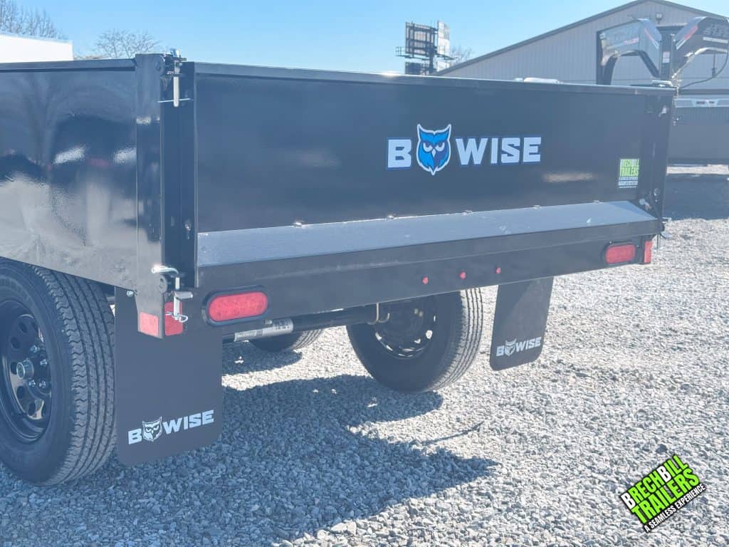 Rear view of the Bwise 7K Deck Over Dump Trailer
