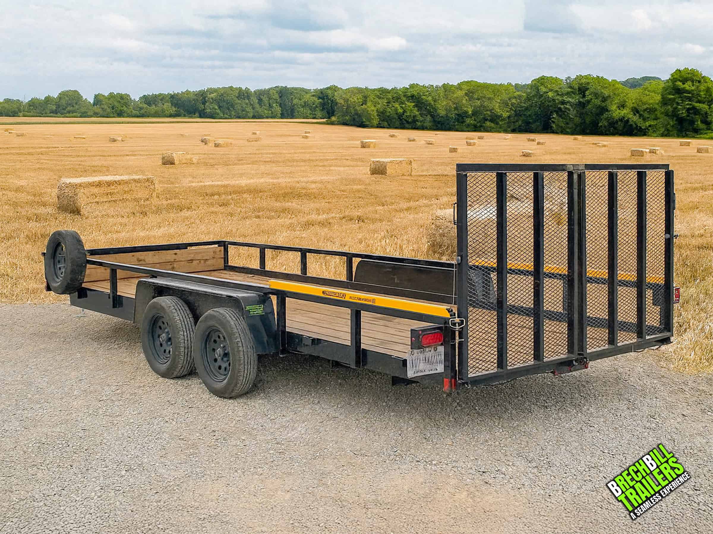 Ramp door on a Used Bwise UT 7K Utility Landscape Trailer