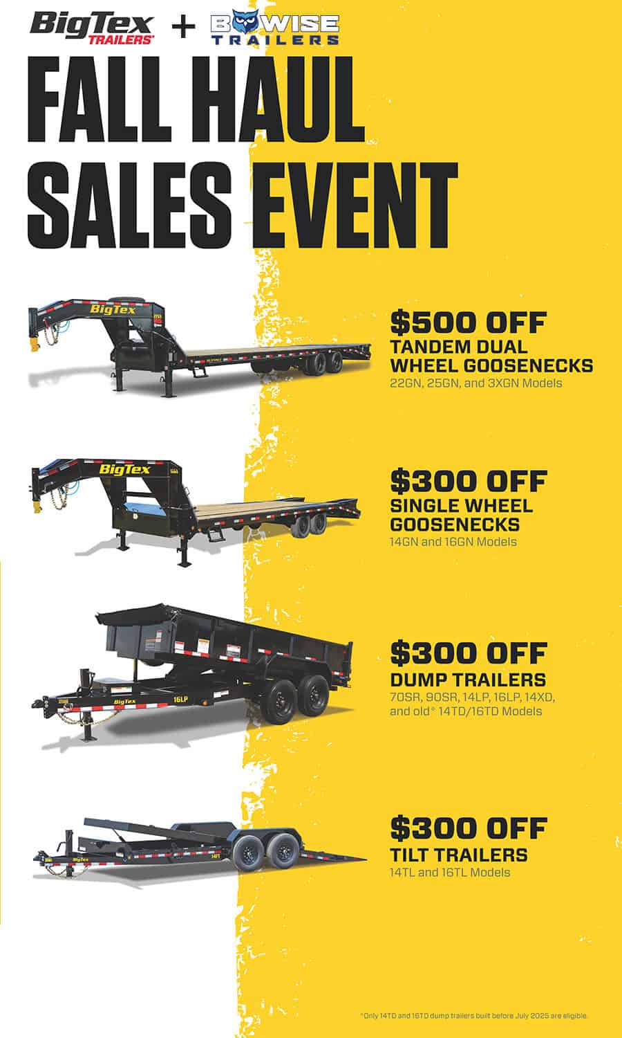 2025 Big Tex and Bwise Fall Haul Sales Event Poster