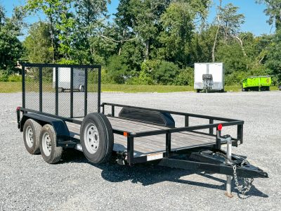 BARELY USED! SureTrac 7x14 7K Tandem Axle Tube Top Rail Utility Trailer (ST8214TAT-B-070)