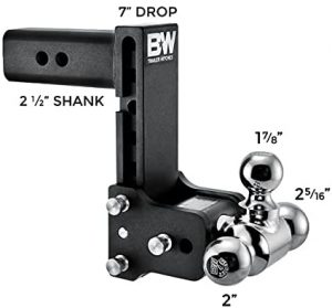 B&W Trailer Hitches Tow & Stow - Fits 2.5" Receiver, Tri-Ball (1-7/8" x 2" x 2-5/16"), 7" Drop, 14,500 GTW - TS20049B