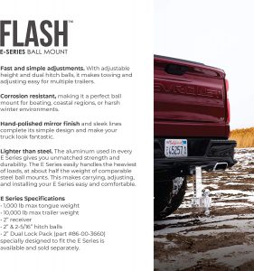 Fastway Flash 42-00-2825 E Series HD Adjustable Aluminum Ball Mount with 8 Inch Drop, 2.5 Inch Shank, and Chrome Plated Balls