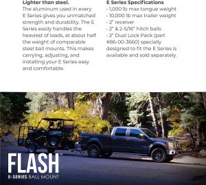 Fastway Flash 42-00-2825 E Series HD Adjustable Aluminum Ball Mount with 8 Inch Drop, 2.5 Inch Shank, and Chrome Plated Balls