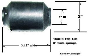 1" Rubber Trailer Spring Bushing, Dexter 10K HD 12K 3" Wide 2" OD, 1" ID 14-69