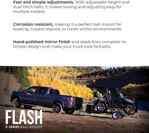Fastway Flash 42-00-2625 E Series HD Adjustable Aluminum Ball Mount with 6 Inch Drop, 2.5 Inch Shank, and Chrome Plated Balls